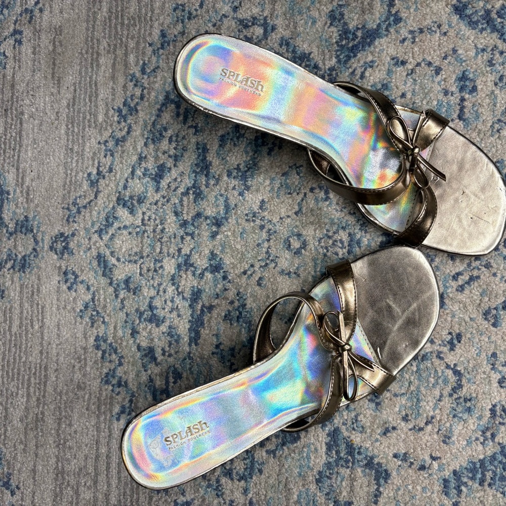 Splash Silver Sandals Iridescent Slide